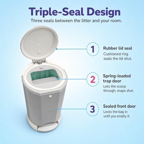 Litter Champ Cat Litter Disposal System, Hands-Free Pedal Trash Can - Image 3