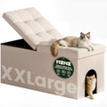 3-in-1 Cat Litter Box Enclosure Furniture, Cat Ottoman by MZNZ