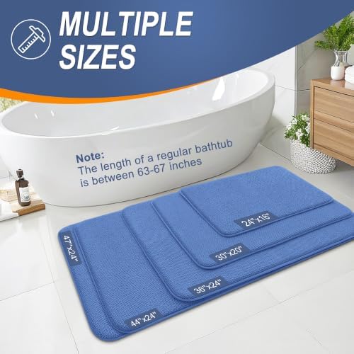 OLANLY Memory Foam Bathroom Rugs 36x24, Absorbent Bath Mat, Cornflower Blue - Image 5