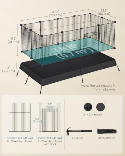SONGMICS Guinea Pig Cage, Steel Wire Small Animal Enclosure - Image 6