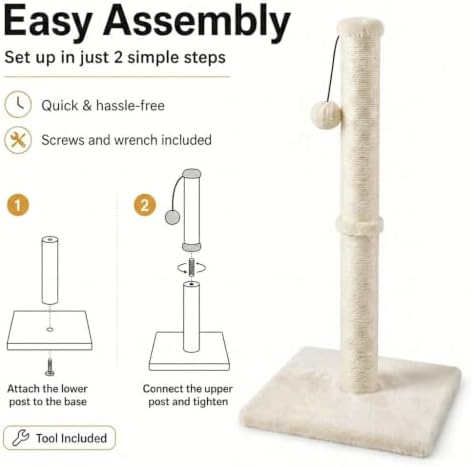 Dimaka 34" Height Tall Cat Scratching Post, Claw Scratcher - Image 5