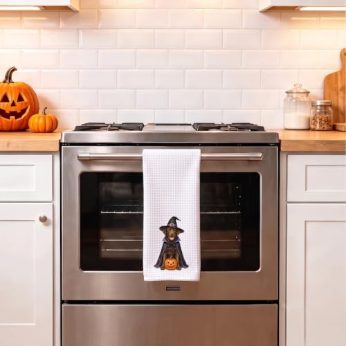 Halloween Dog Kitchen Towel 16x24 Inch, Cute Chocolate Labrador Witch Pumpkin - Image 3