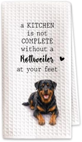 Rottweiler Kitchen Towel, Funny Dog Lover Kitchen Decor by SHESCRZIONU