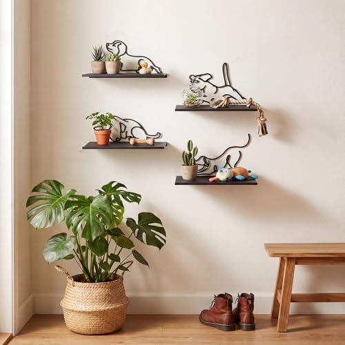 Sieral 4 Pcs Dog Wall Shelf Metal Dog Wall Decor Bookshelf - Image 3