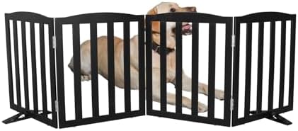 Freestanding Dog Gate Indoor, Doggie Gate Foldable Pet Gates by SFJC