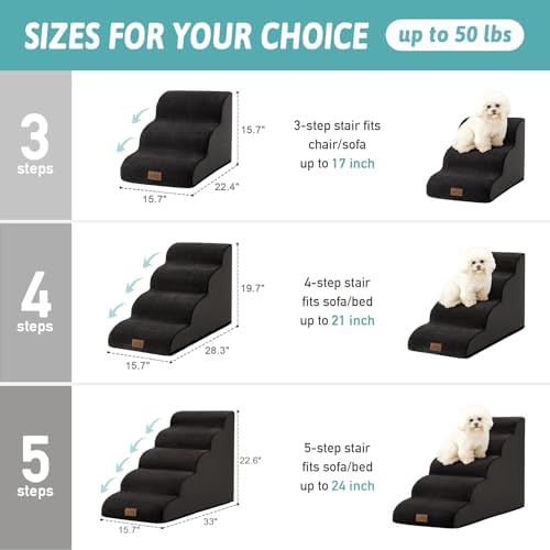 COZY KISS Dog Stairs for Small Dog 22.6" H, 5 Step Pet Ramp for Bed - Image 2