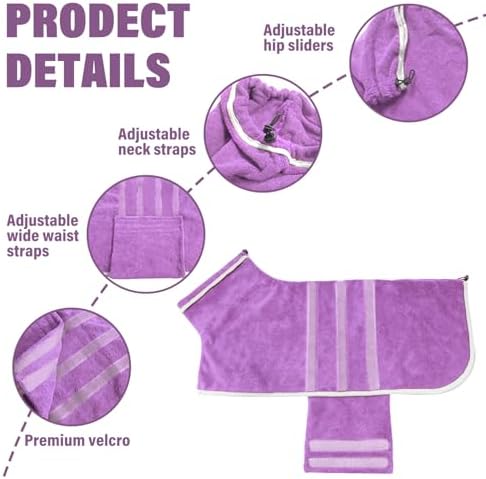 Dog Bathrobe Towel Dog Drying Coat Microfiber Absorbent Fast Drying Robes - Image 2