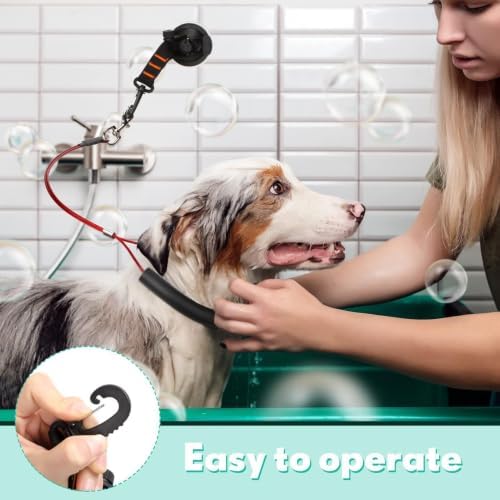 Dog Bath Tether Abs, Foam Cotton, Stainless Steel, Adjustable Buckle - Image 2