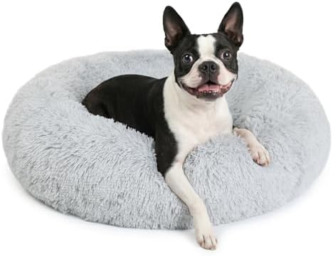 nononfish Small Dog Bed, Soft Calming Donut Plush Pet Bed by nononfish