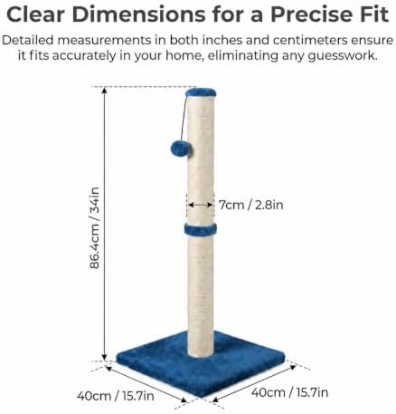 Dimaka 34" Height Tall Cat Scratching Post, Claw Scratcher - Image 2