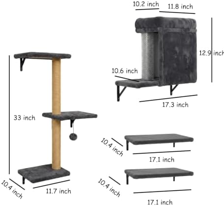 Cat Climbing Wall Systems with Scratching Post & Massager Groomer - Image 2