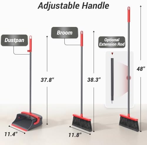 Broom with Dustpan Set for Pet Hair & Dust Cleanup - Image 2