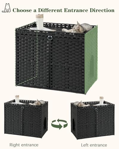 SETVSON Cat Litter Box Enclosure Furniture, Hidden PE Rattan - Image 7