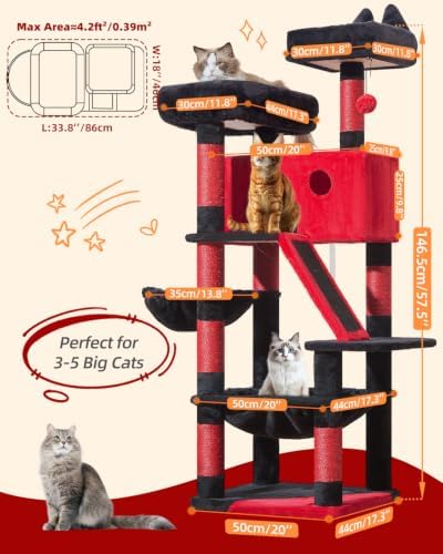 Taoqimiao Gothic Cat Tree, 58In Cat Tower - Image 2