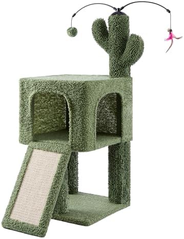 32" Cactus Cat Tree for Indoor Cats, 2-in-1 Cat House by ROYPET
