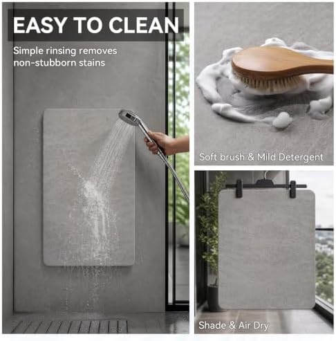 MontVoo -Bath Mat Rug-Rubber Backing Non Slip Quick Dry Absorbent Thin Bathroom - Image 6