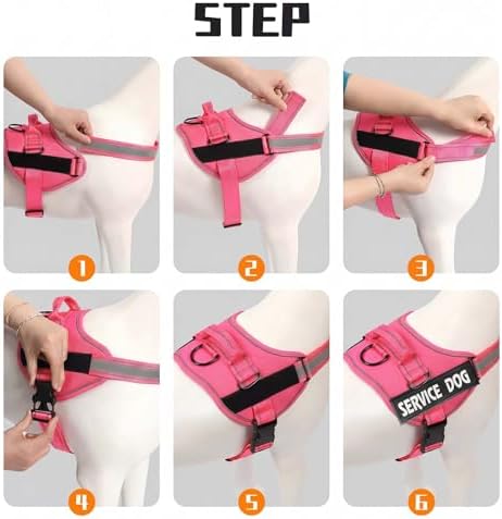 MUMUPET Service Dog Harness, No Pull & Reflective Pet Vest, Hot Pink - Image 6
