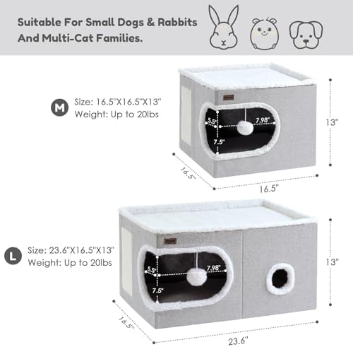 Garnpet Cat Bed for Indoor Cats Cube House, Covered Cat Cave Beds & Furniture - Image 2