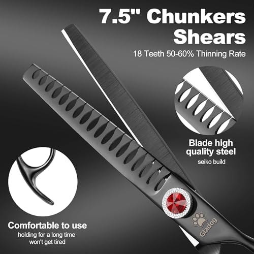 GLADOG 7 Inch Professional Dog Grooming Scissors Kit, Titanium Dog Scissors - Image 5