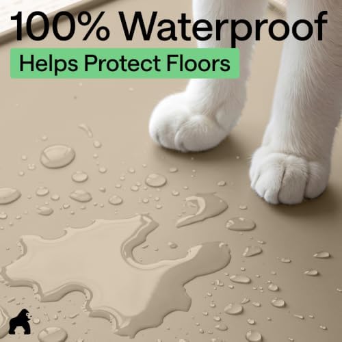 GORILLA GRIP Cat Litter Box Mat, Easy Clean Silicone Mats, 24x15 Beige - Image 5