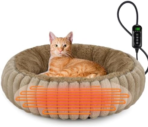INVENHO Heated Cat Beds for Indoor Cats and Small Dogs, Removable Waterproof by INVENHO