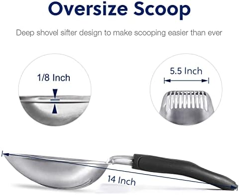 WePet Cat Litter Scoop, Aluminum Alloy Sifter, Kitty Metal Scooper, Deep Shovel - Image 2