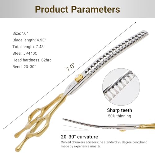 Dog Grooming Scissors, 7.0'' Pet Curved Chunkers Shears - Image 2