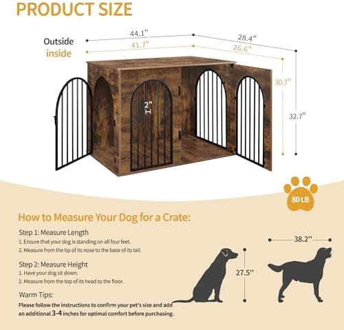Hzuaneri 44.1'' Dog Crate Furniture, Dog Kennel Indoor - Image 2