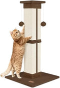 Cat Scratching Post 33 inch for Indoor Cats, High Cat Scratch Post Brown by Unknown