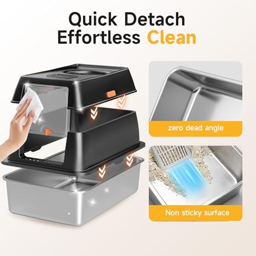 XL Enclosed Stainless Steel Litter Box - Image 4