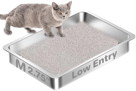 Low Entry Stainless Steel Cat Litter Box by Amibud