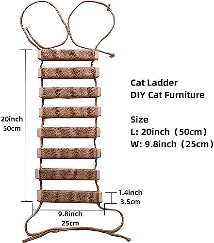 Outdoor Cat Tree with Wall Climbing Bridge & Rope Ladder - 20in Hemp Rope Cat - Image 7