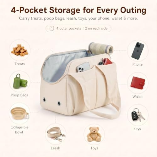 Fashion Dog Purse Carrier for Small Dogs and Cats, Soft-Sided Puppy Tote Bag Up - Image 3