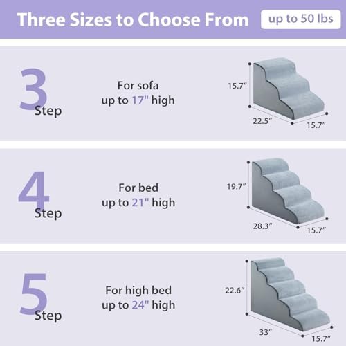 LEXTRO Dog Stairs for Small Dogs, 3-Steps Dog Ramp for Bed and Couch, Pet Stairs - Image 5