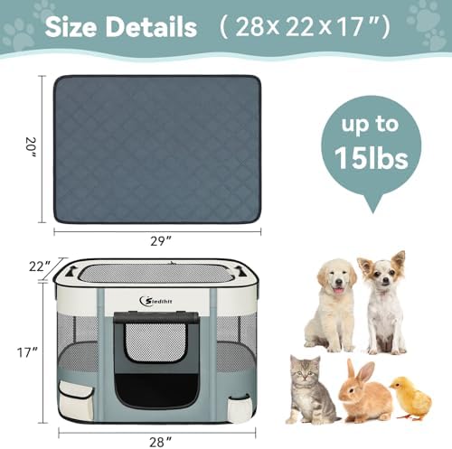 Siedihit 28" Dog Playpen, Cat Puppy Pen, Pet Portable Crate Indoor Outdoor - Image 7