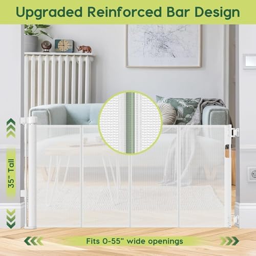 2 Pack Reinforced 55" Wide Retractable Baby Gates - Image 2