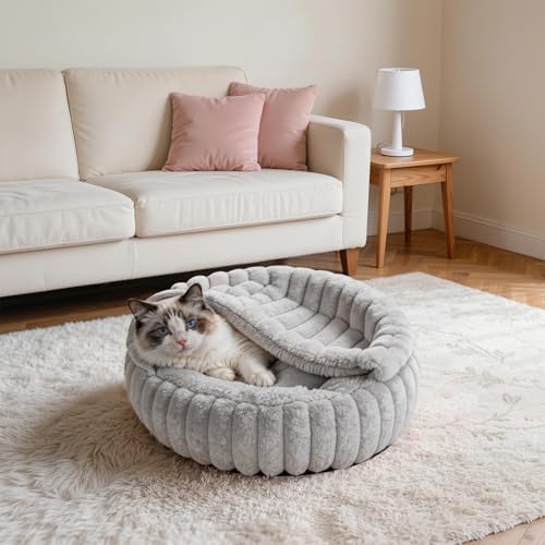 Cat Beds for Indoor Cats, 2 in 1 Cat Cave Bed Kitten Bed for Small Pets - Image 3