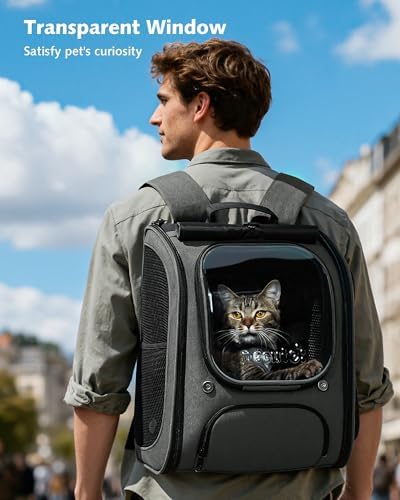 Pecute Cat Backpack Carrier, Cat Bubble, 12.6" L x 10.2" W x 16.5" H - Image 3