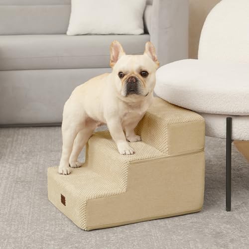 EHEYCIGA Dog Stairs for Small Dogs 13.5" H, 3-Step Dog Steps for Cats - Image 4