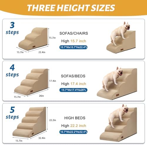 Aodisman Dog Stairs for Small Dogs and Cats, 3-Step Pet Ramp for Couch - Image 2