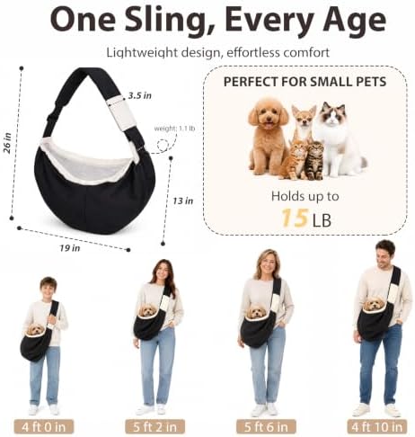 Dog Sling Carrier for Small Dogs and Cats Up to 15 lbs, Hands Free Pet Carrier - Image 3