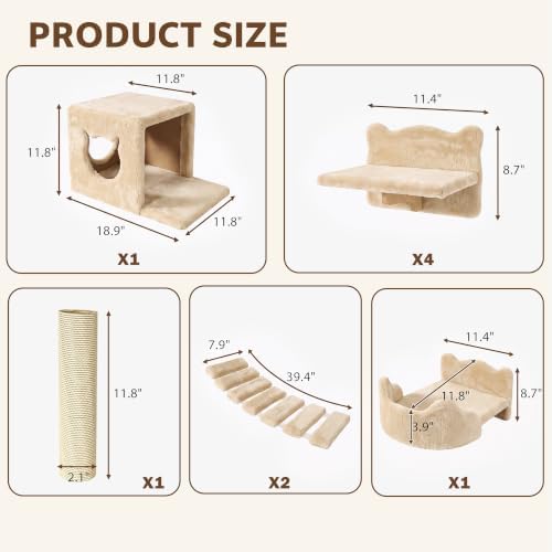 9-in-1 Cat Wall Shelves, Cat Wall Furniture Set - Image 2