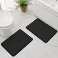 Bcoimo Bath Rug Mat Set, 2 Piece Thick Absorbent Chenille Bathroom Mat Black by Bcoimo