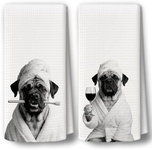 Dog Kitchen Towels Decor Set of 2 by BCUANGD