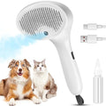 Pet Steam Brush for Dog & Cat, 4 in 1 Self Cleaning Cat Steam Brush for Shedding by FourSeas