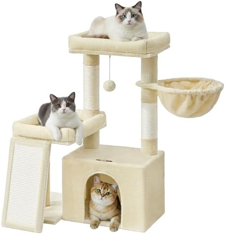 Feandrea Cat Tree, 33.8" Cat Tower Condo, Scratching Posts and Ramp by FeandreabySONGMICSHOME