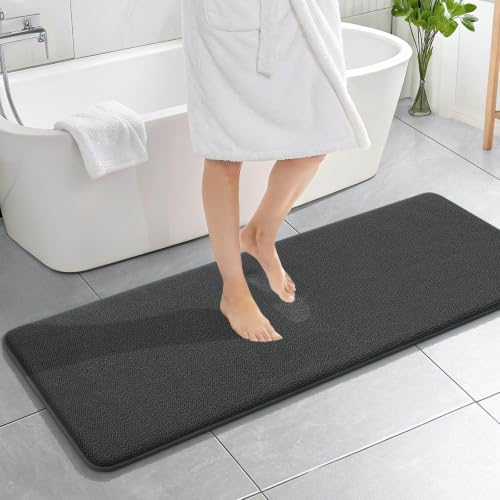 OLANLY Memory Foam Bathroom Runner Rug 59x20, Absorbent Long Mat, Dark Grey by OLANLY