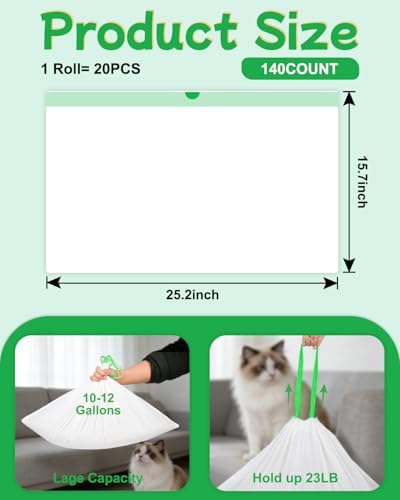 140 Count Cat Litter Bags Liners - Image 2