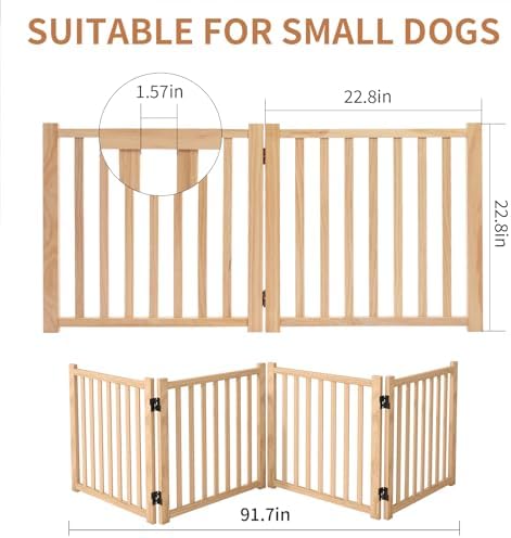 YOCAN Non-Painted Wooden Freestanding Dog Gates - Image 6