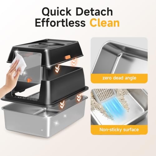 XL Enclosed Stainless Steel Litter Box - Image 5
